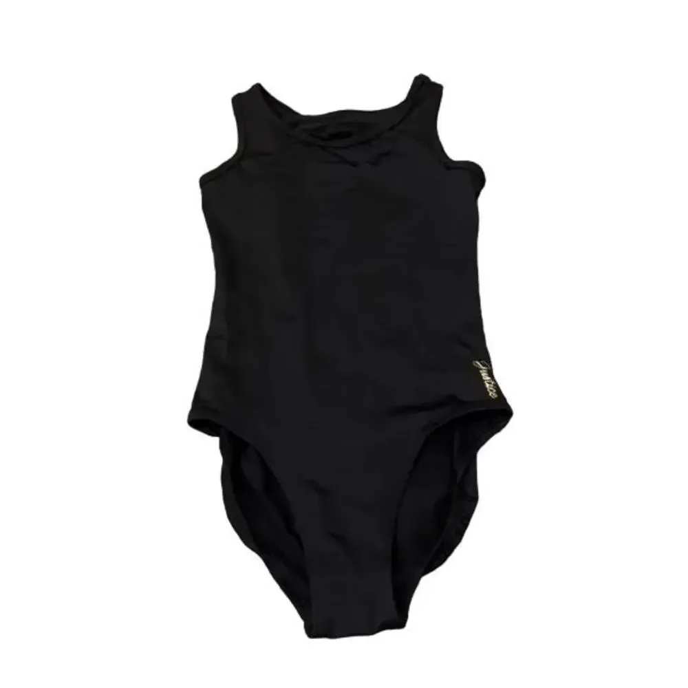 Pre-Owned Dance Leotard Justice Medium Child 10 Black Acro Ballet Jazz